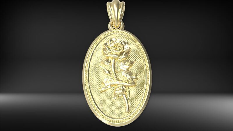 The Rose  Oval Medallion Pendant  3D print model_5