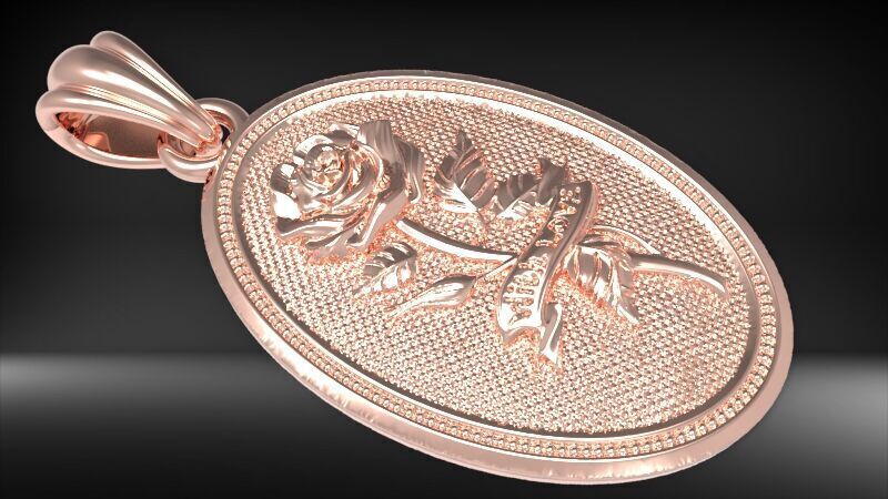 The Rose  Oval Medallion Pendant  3D print model_11