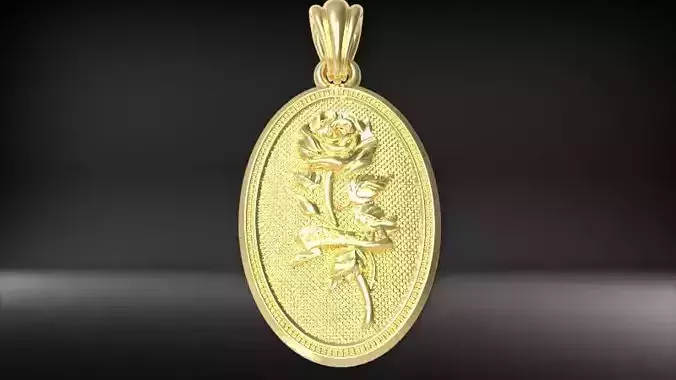 The Rose  Oval Medallion Pendant  3D print model