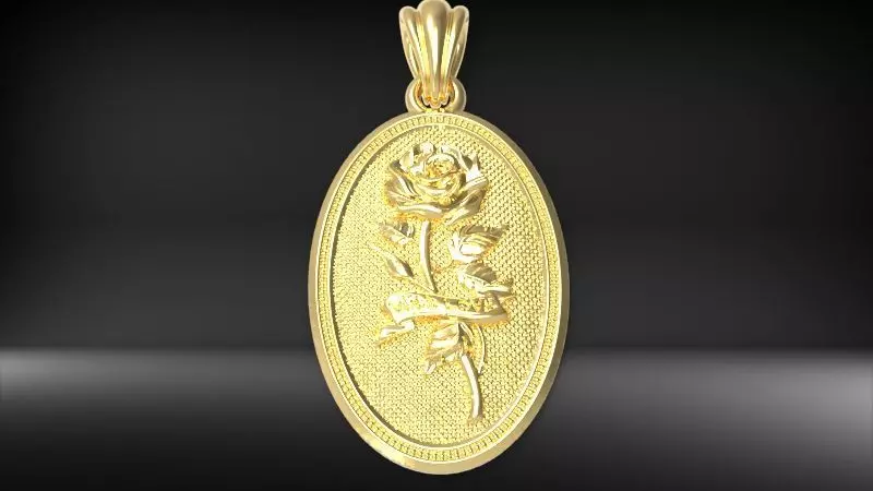 The Rose  Oval Medallion Pendant  3D print model_0