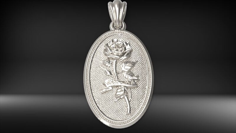 The Rose  Oval Medallion Pendant  3D print model_20