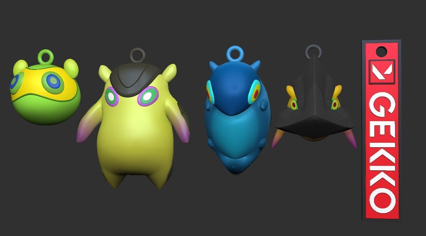 Gekko Abilities Wingman Dizzy MoshPit Trash Keychain - Valorant 3D print model_2
