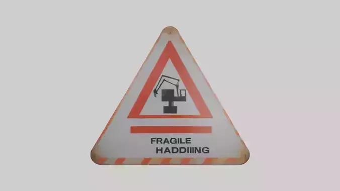 Fragile Material Handling Danger Sign model Low-poly 3D model Fragile Material Handling Danger Sign model Low-poly 3D model