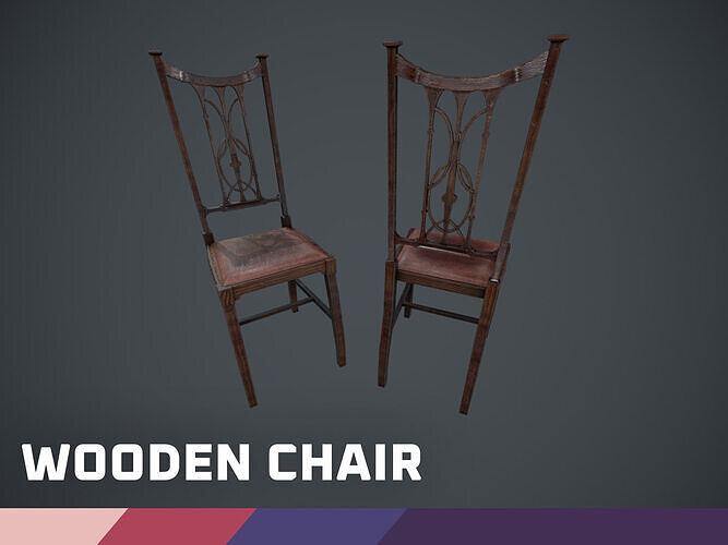 Wooden Chair Low-poly 3D model