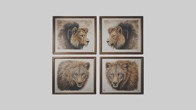 Framed Wildlife Prints Low-poly 3D model