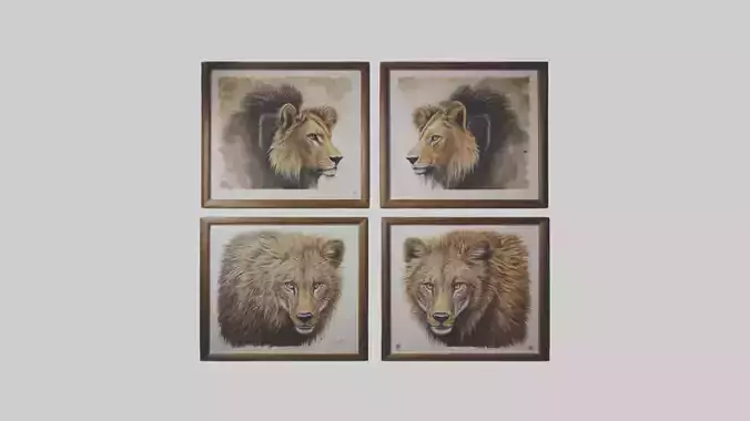 Framed Wildlife Prints Low-poly 3D model