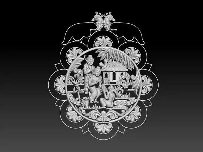 Traditional Radha Krishna Pendant  Exquisite 3D Jewelry Model