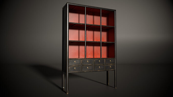 Display Cabinet East Asian-Style - Game-Ready PBR Free low-poly 3D model