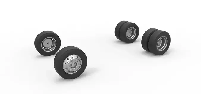 Wheel Set of Big Rig Racing Semi truck Scale 1 to 25 3D print model