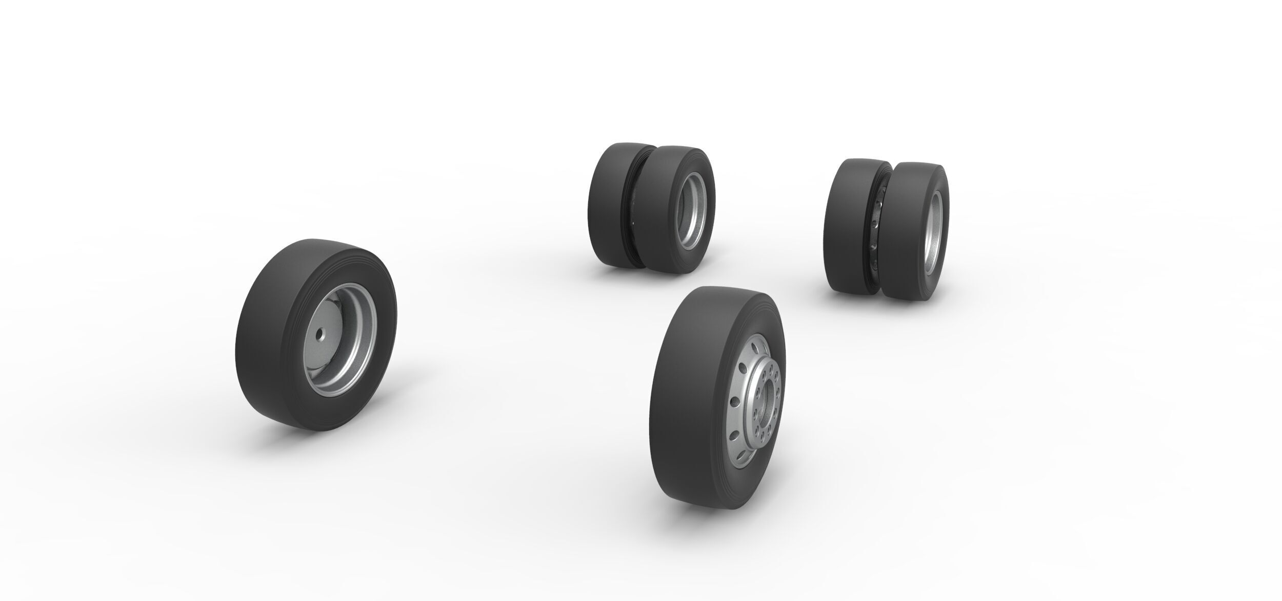 Wheel Set of Big Rig Racing Semi truck Scale 1 to 25 3D print model_1