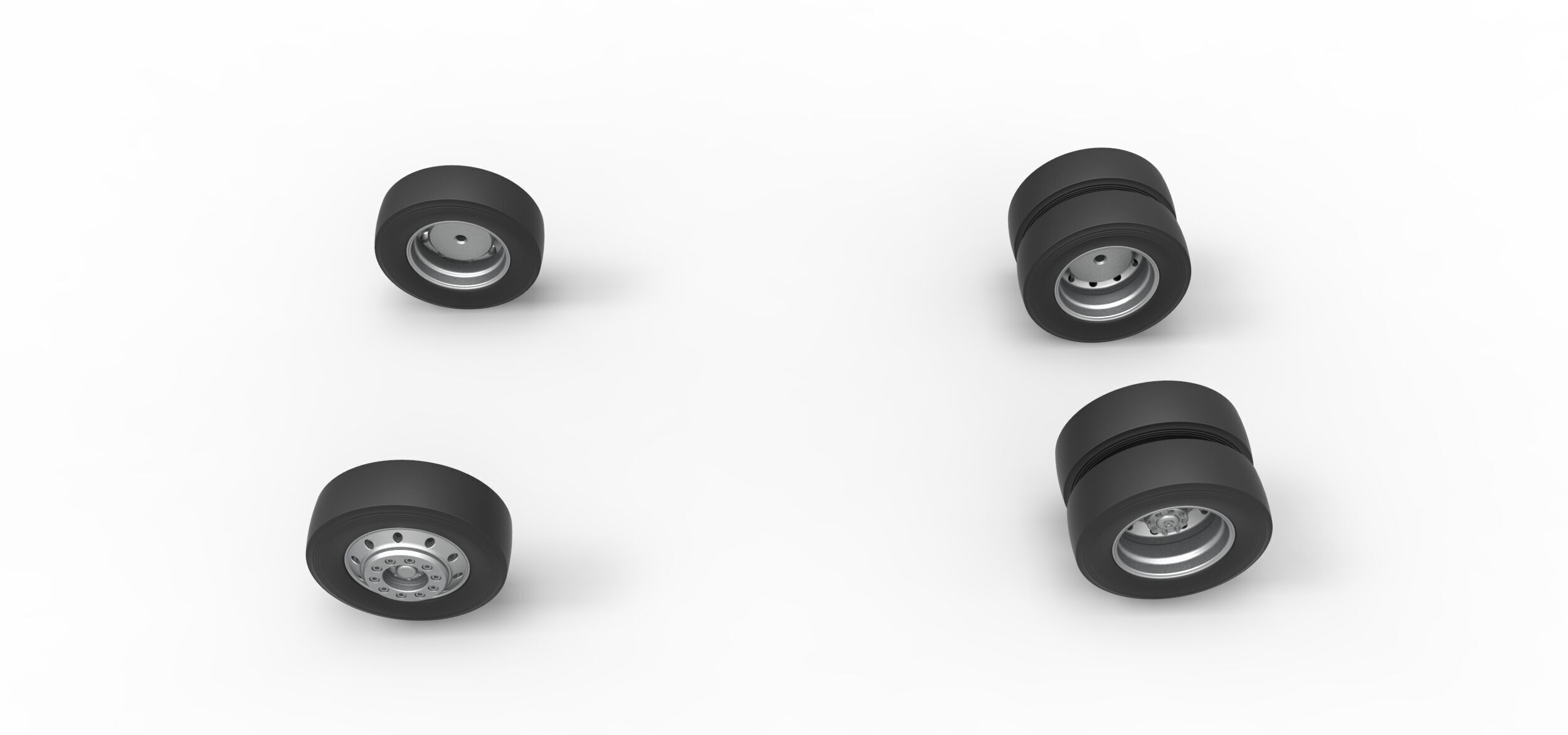 Wheel Set of Big Rig Racing Semi truck Scale 1 to 25 3D print model_4