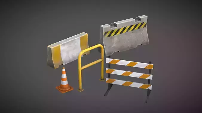 Street Barriers Low-poly 3D model