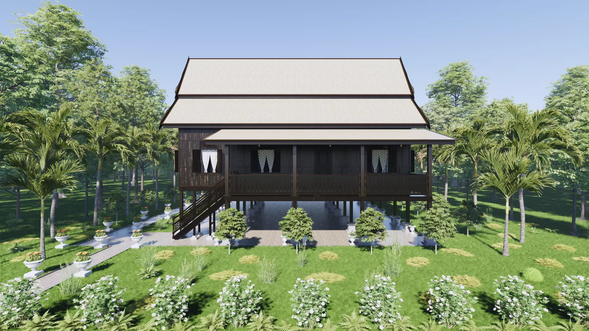 Kelantan Traditional House of Malaysia 3D model_0