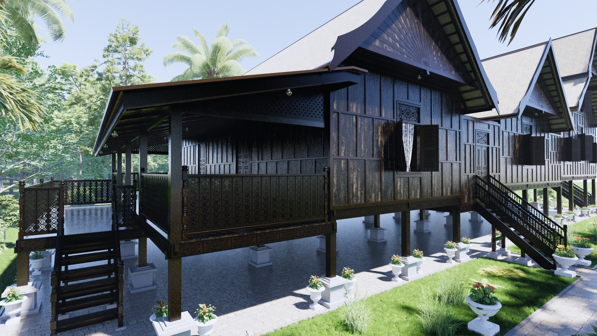 Kelantan Traditional House of Malaysia 3D model_3