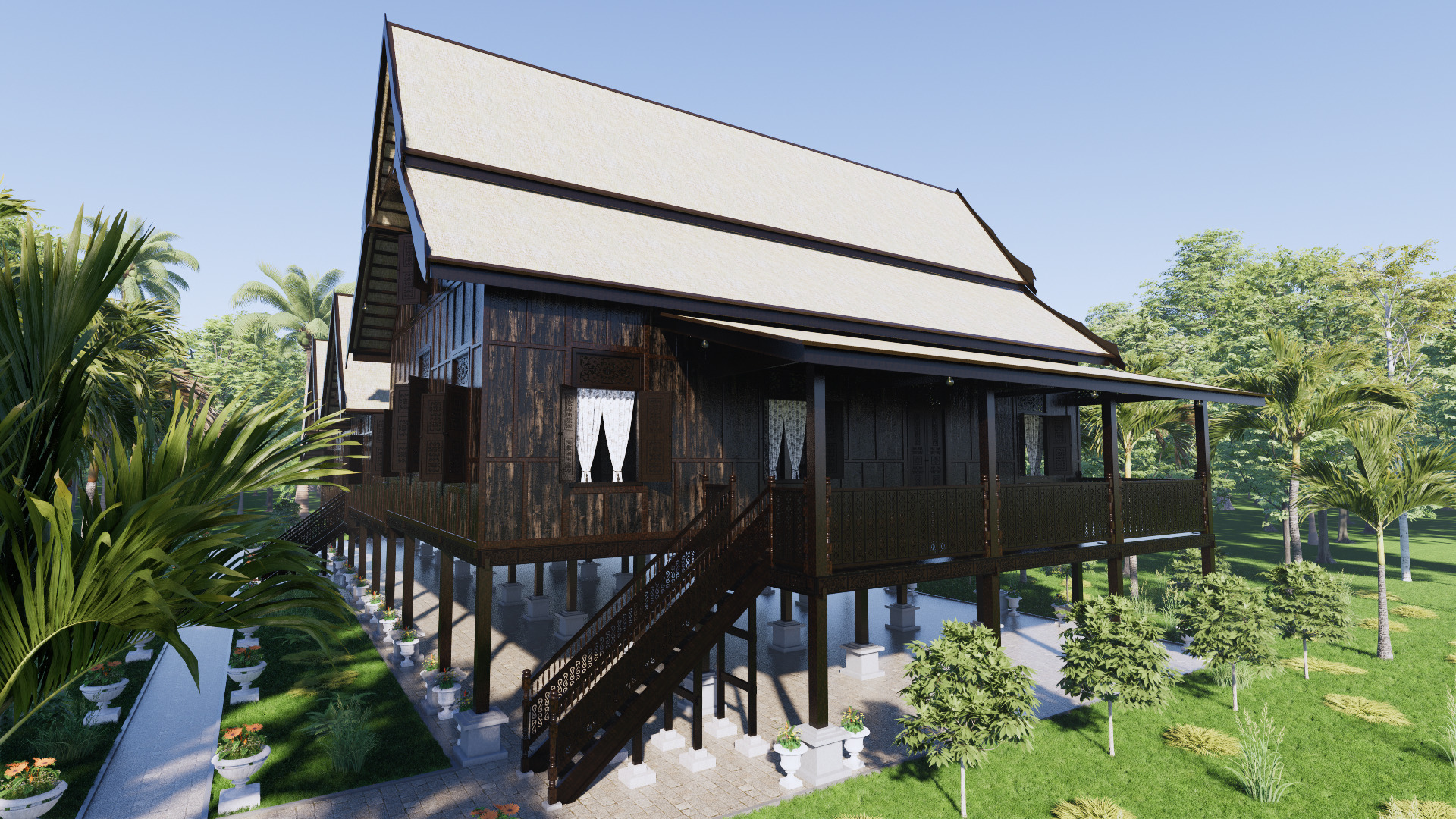 Kelantan Traditional House of Malaysia 3D model_1