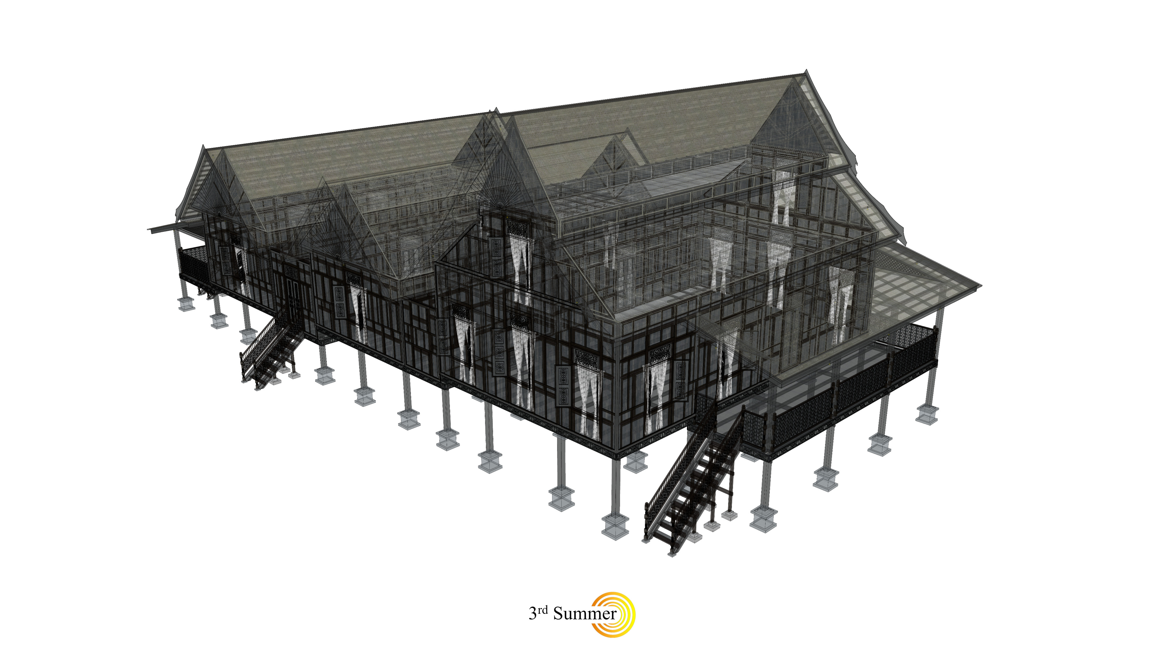 Kelantan Traditional House of Malaysia 3D model_9