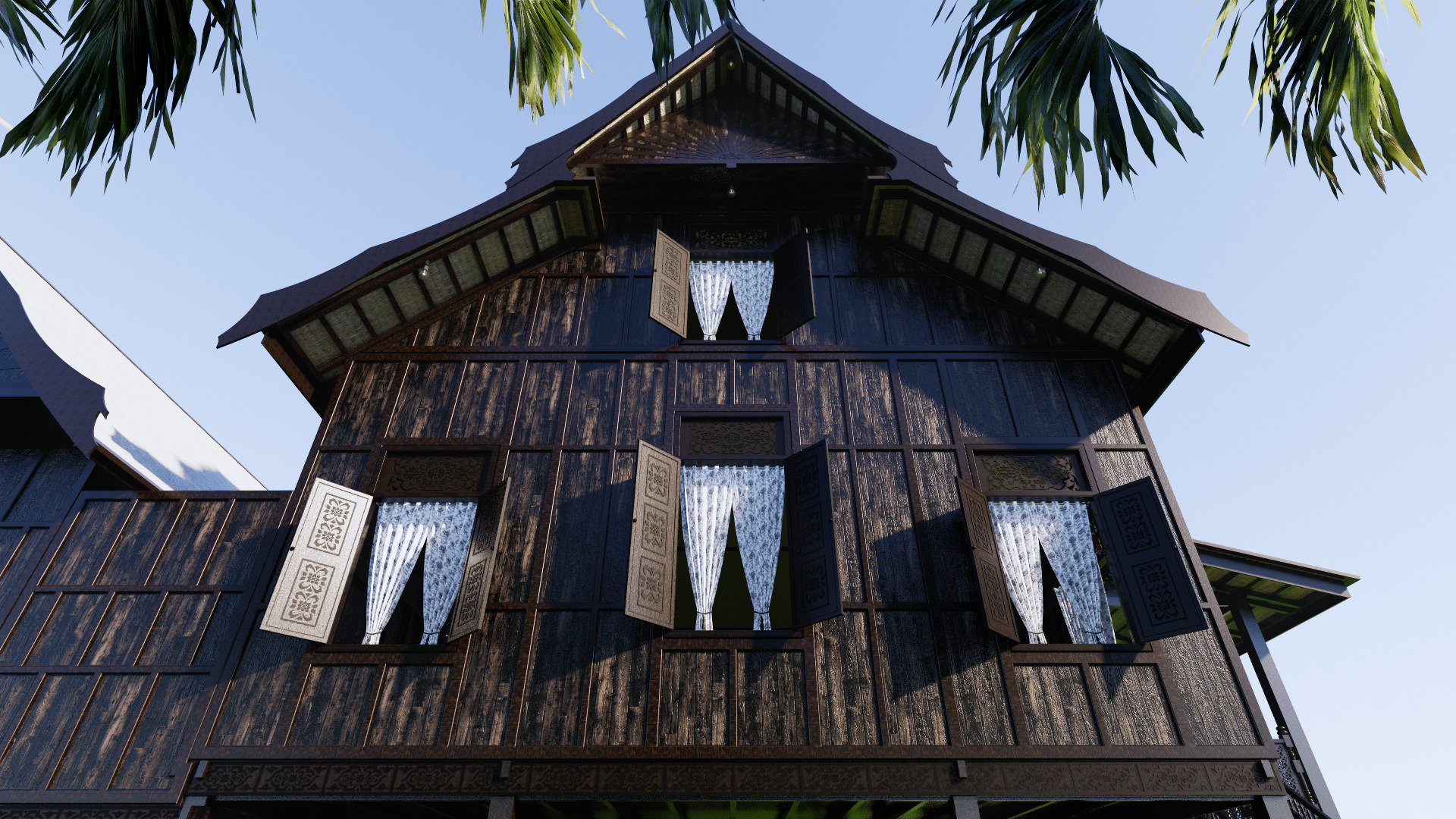 Kelantan Traditional House of Malaysia 3D model_2