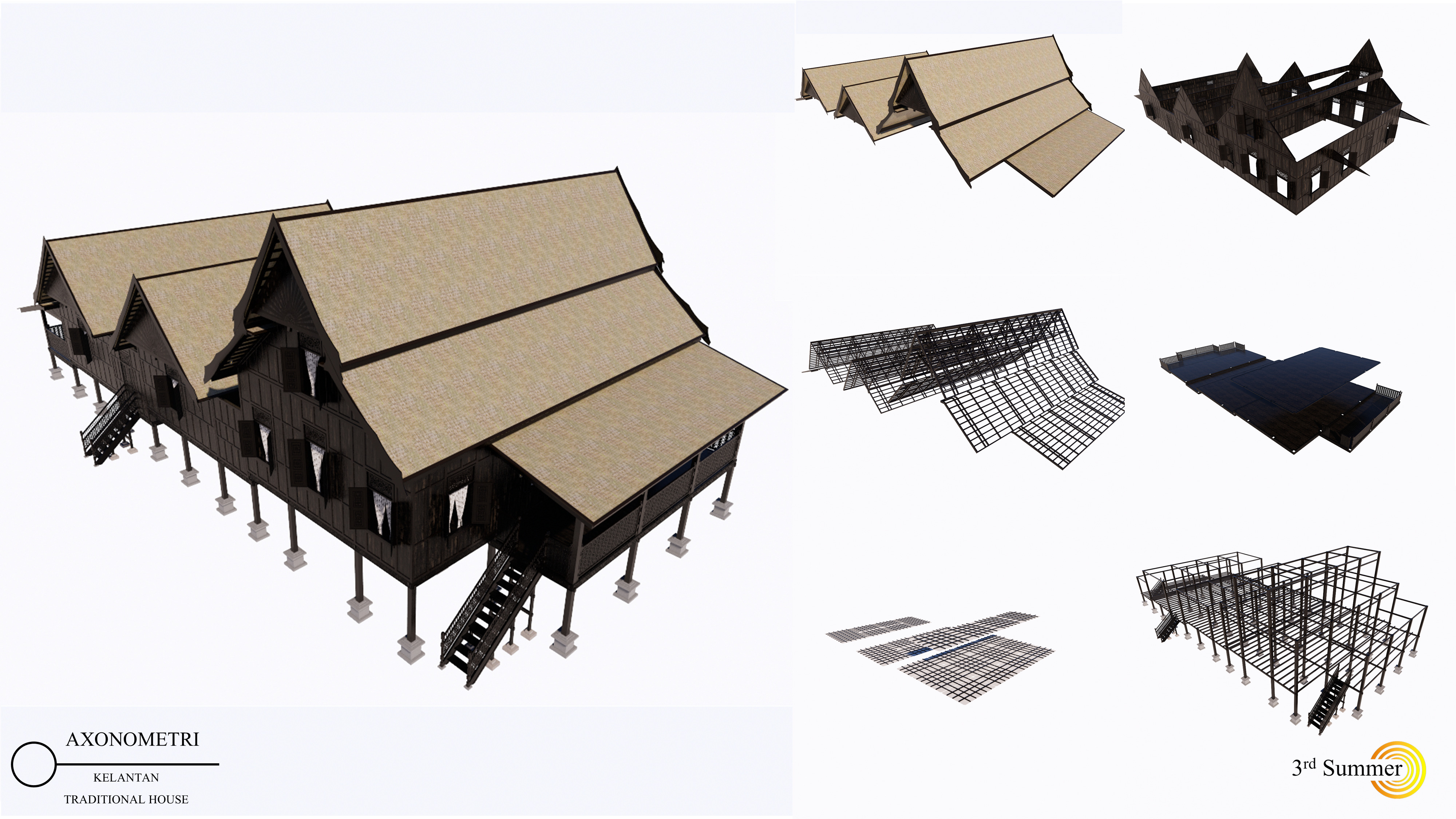 Kelantan Traditional House of Malaysia 3D model_8