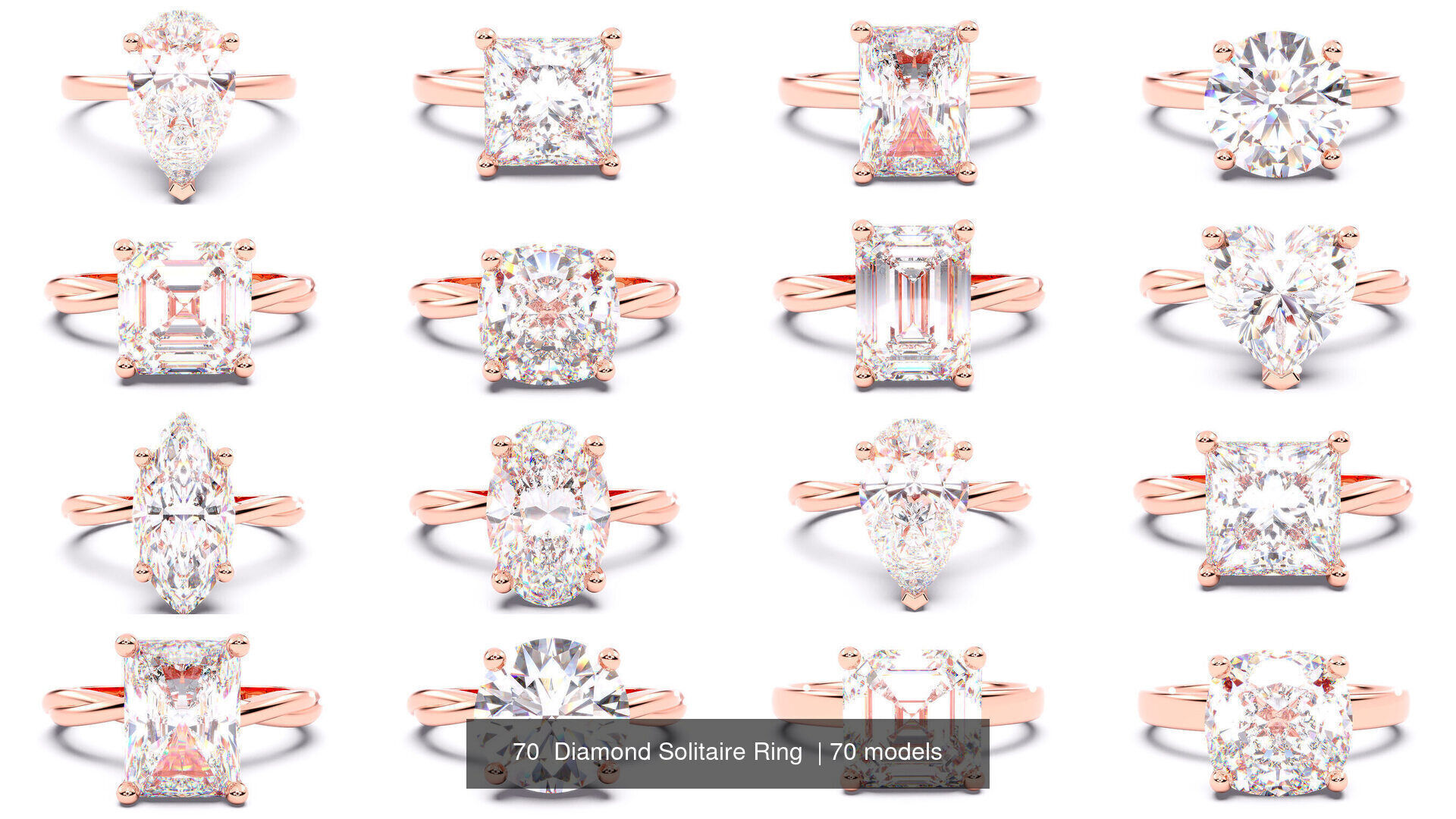 70  Diamond Solitaire Ring  3D Model Collection_1