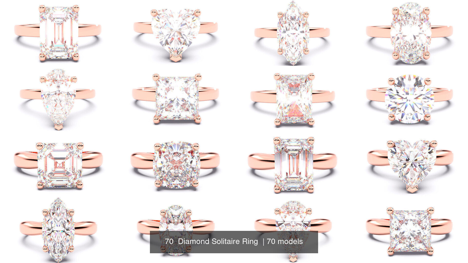 70  Diamond Solitaire Ring  3D Model Collection_2