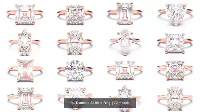 70  Diamond Solitaire Ring  3D Model Collection