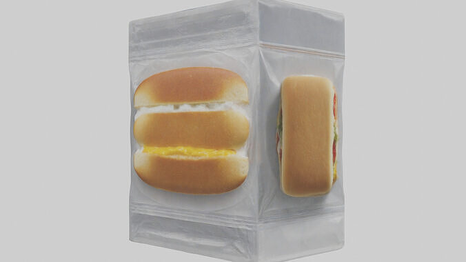 Frozen Breakfast Sandwich Pack model Low-poly 3D model 3