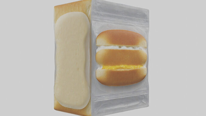 Frozen Breakfast Sandwich Pack model Low-poly 3D model 2