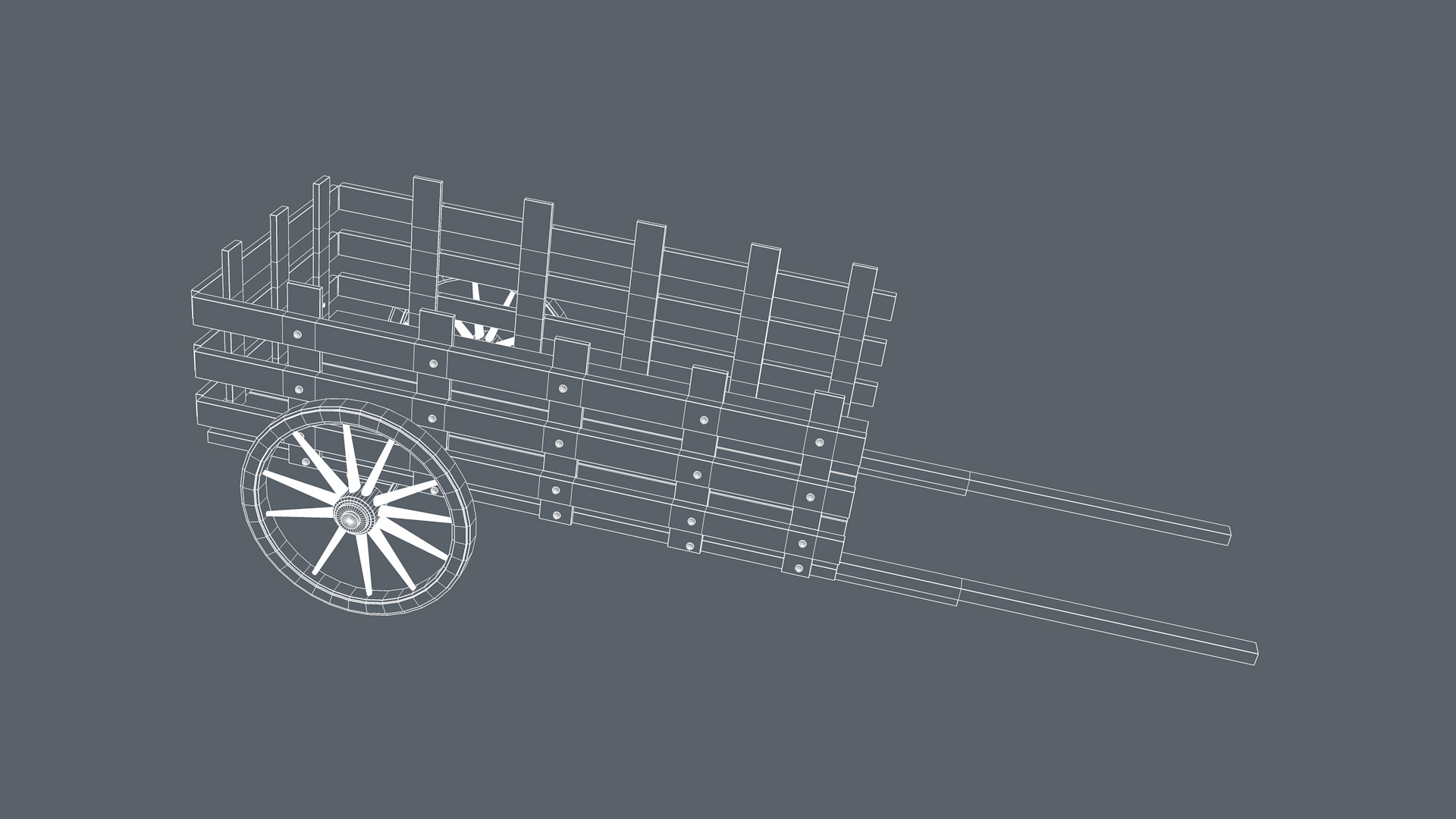 Wooden Cart 3D model_8