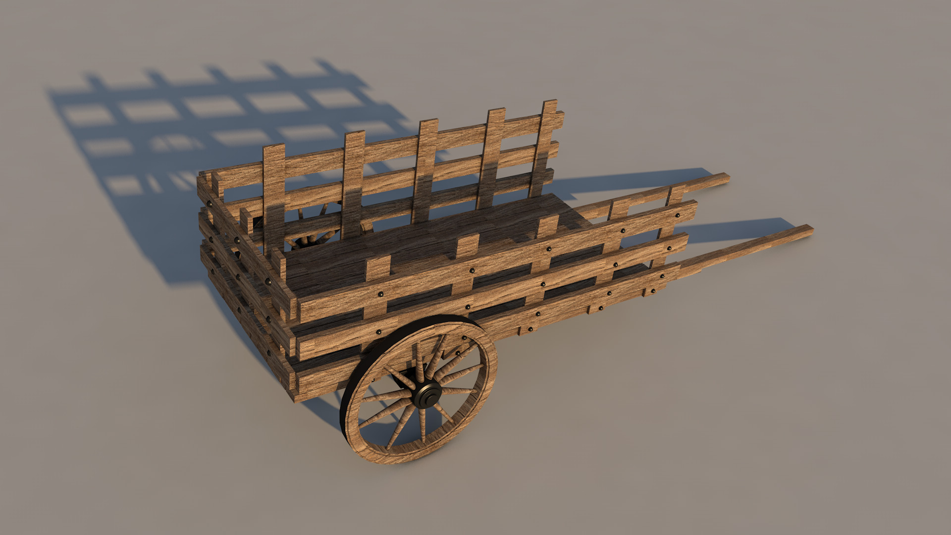 Wooden Cart 3D model_2