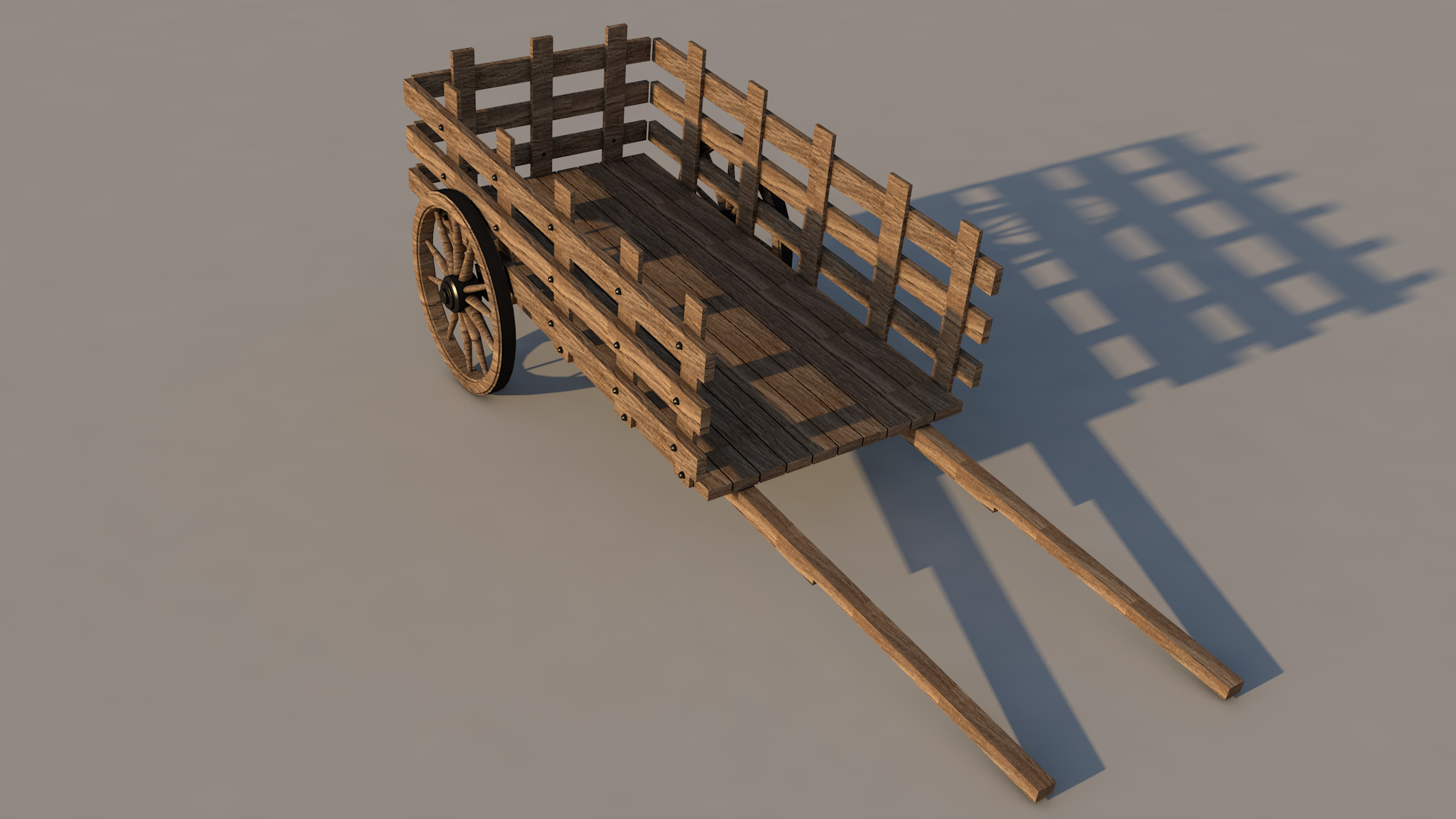 Wooden Cart 3D model_6
