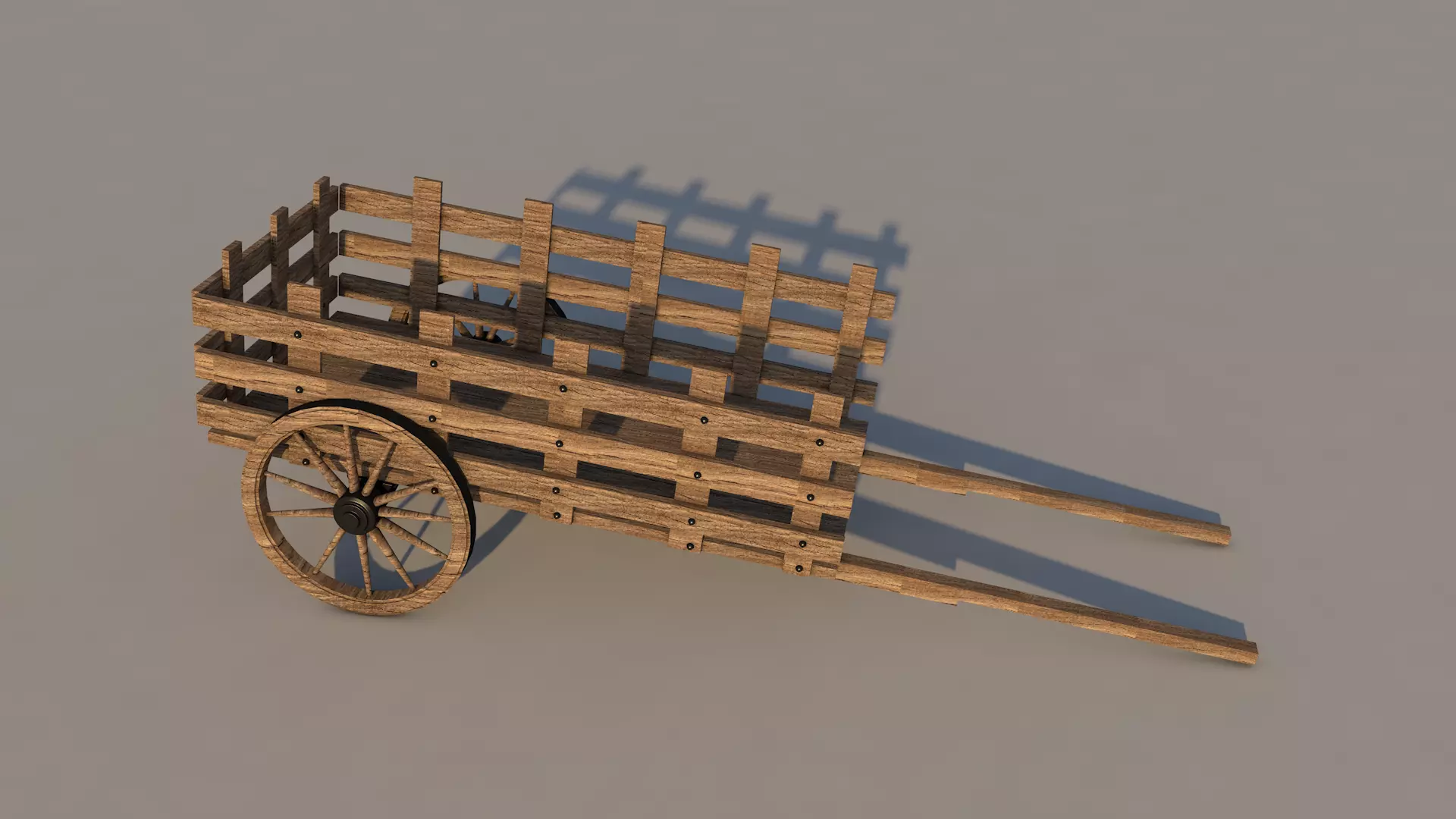Wooden Cart 3D model_0