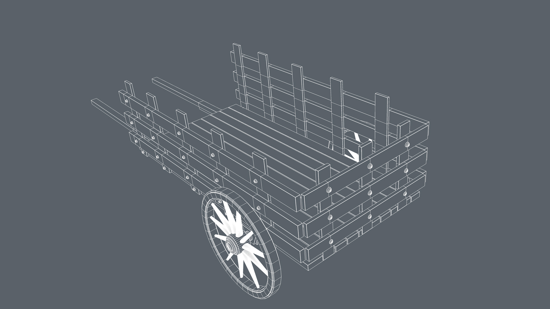 Wooden Cart 3D model_12