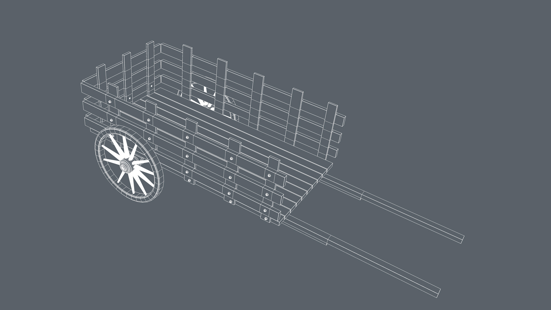 Wooden Cart 3D model_9