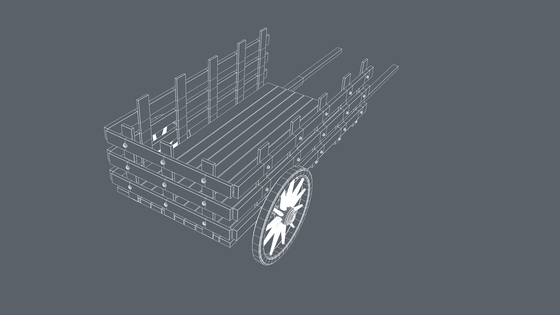 Wooden Cart 3D model_11