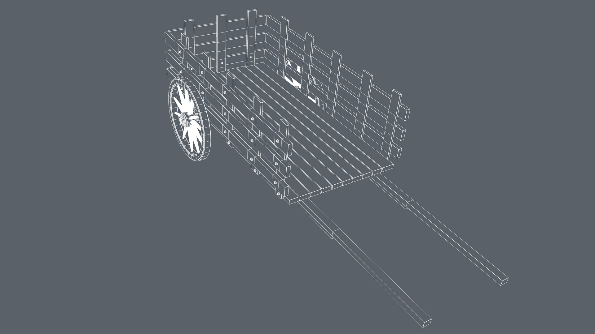 Wooden Cart 3D model_14