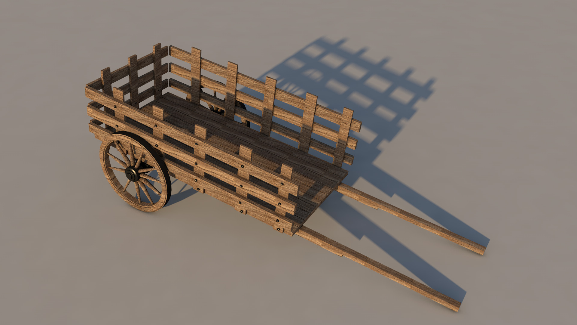 Wooden Cart 3D model_1