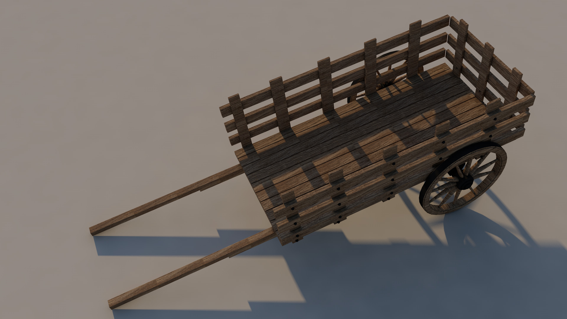 Wooden Cart 3D model_5