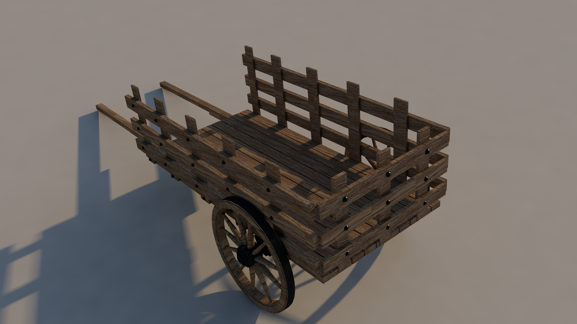 Wooden Cart 3D model_4
