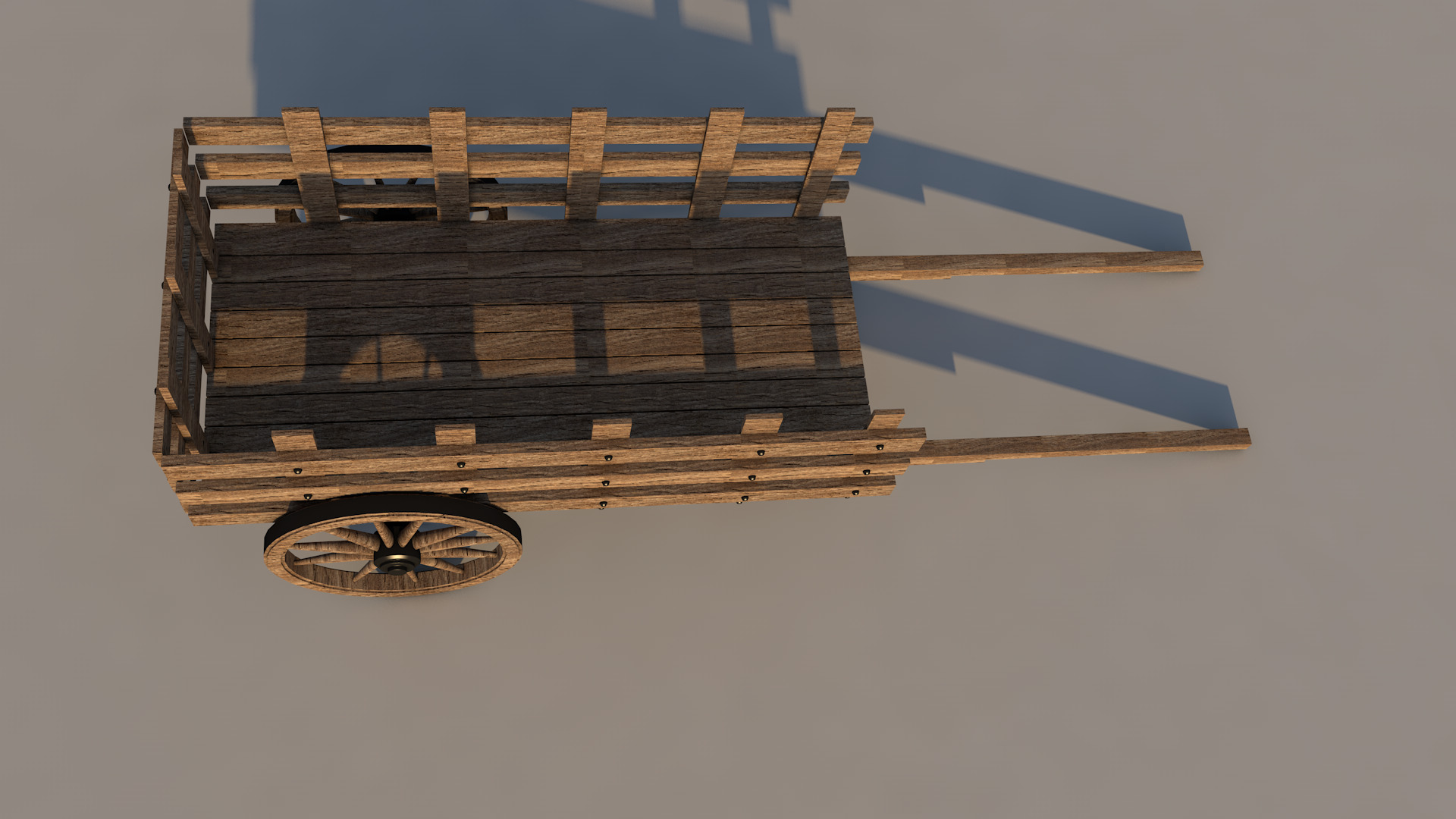 Wooden Cart 3D model_7