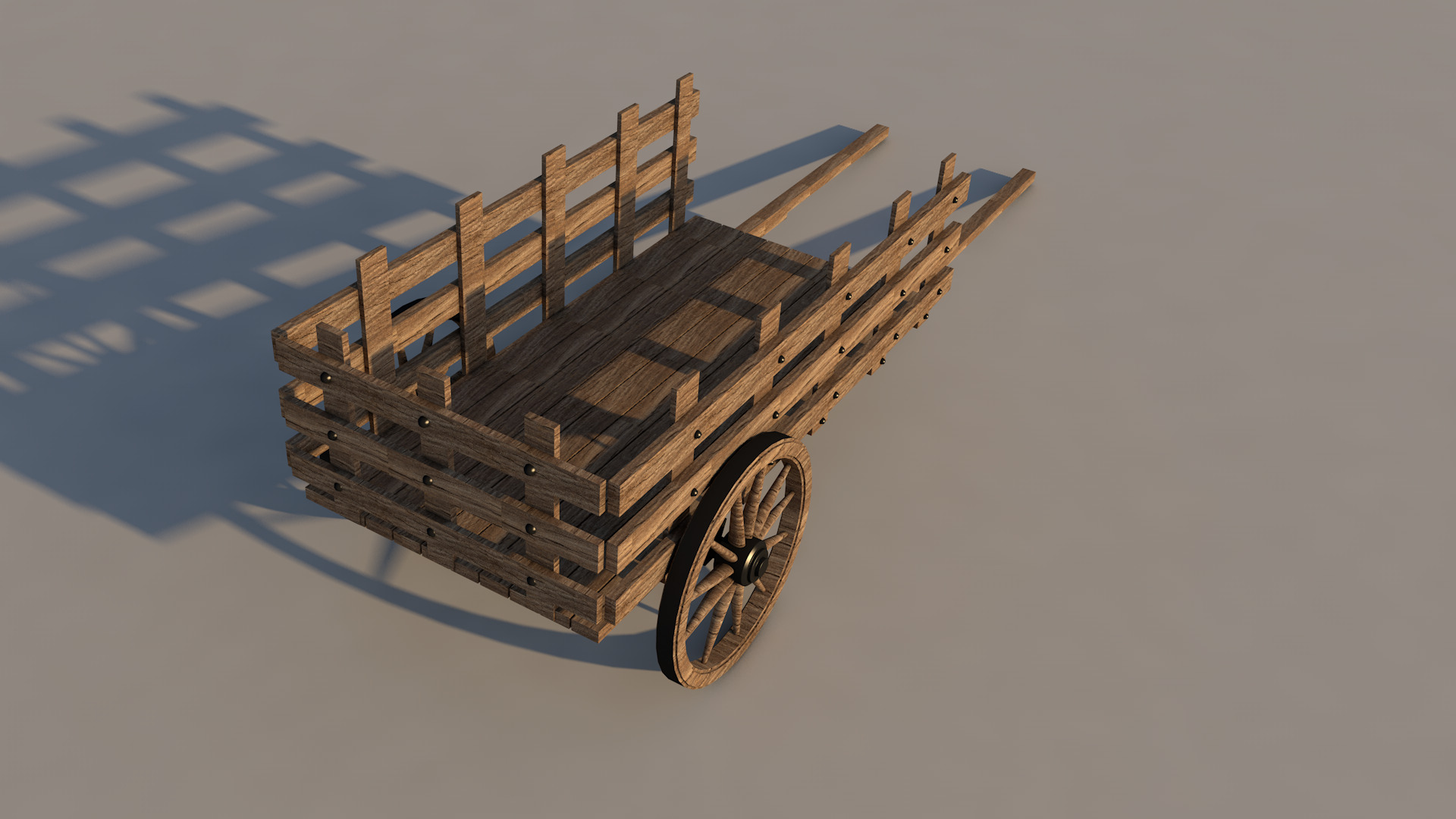 Wooden Cart 3D model_3