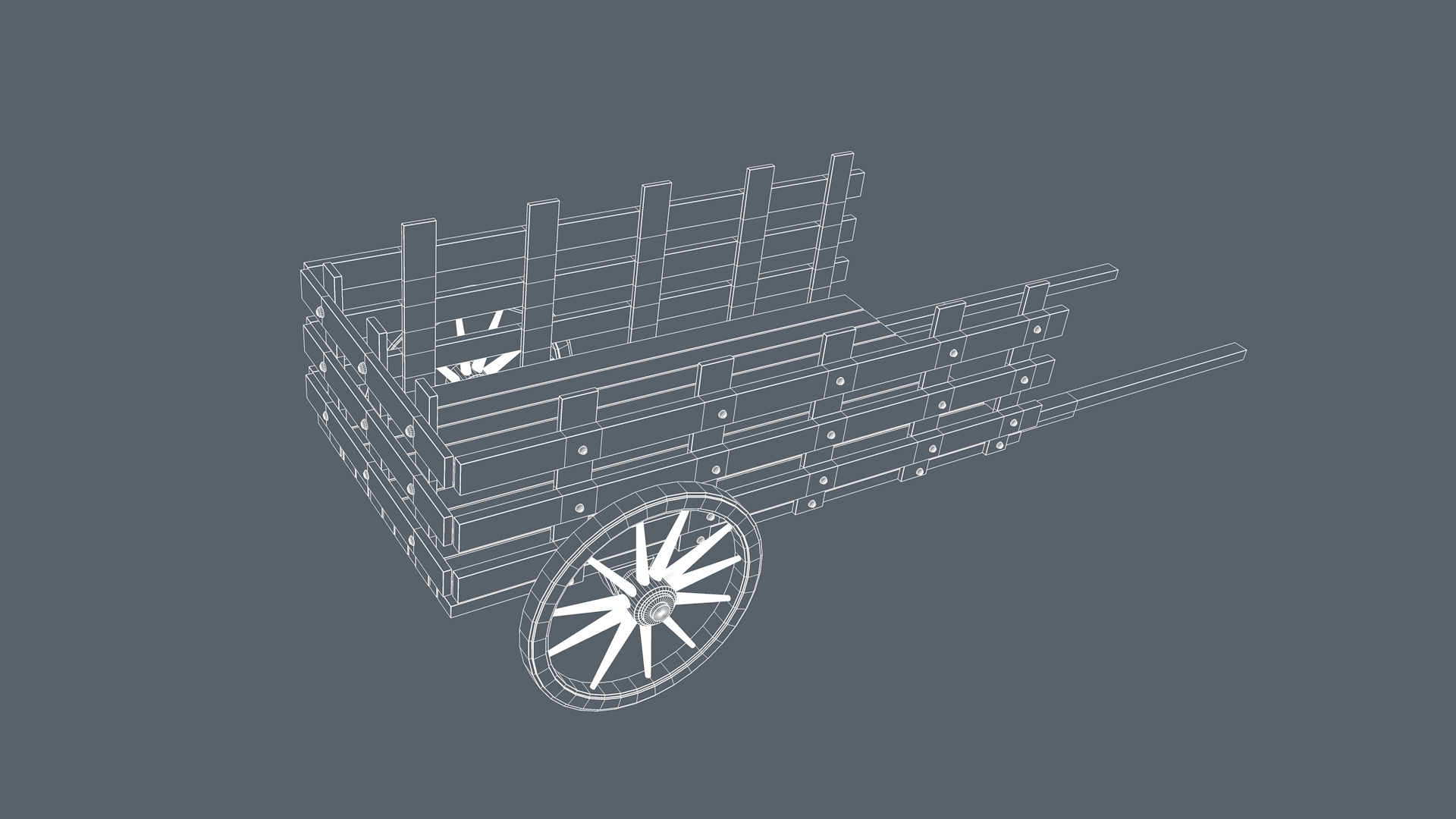 Wooden Cart 3D model_10