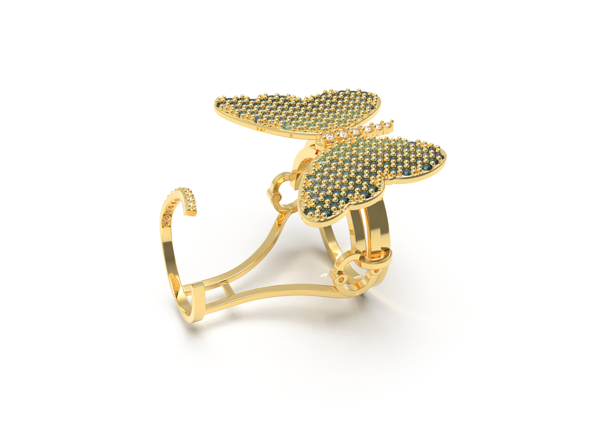 MOVABLE BUTTERFLY RING 3D print model_2