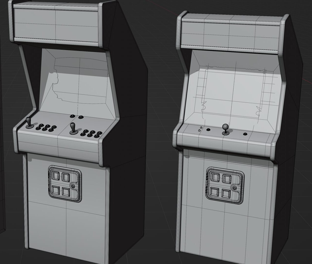Retro Arcade Cabinets and Stools Pack 1 3D model_9