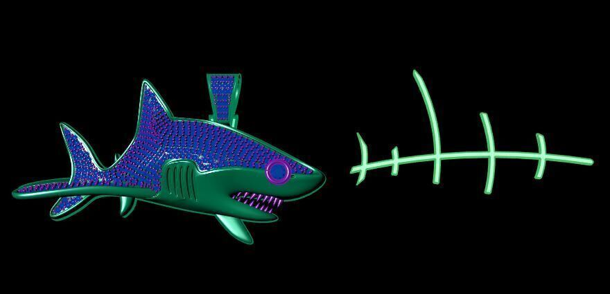 Shark Pendant 3D print model_3