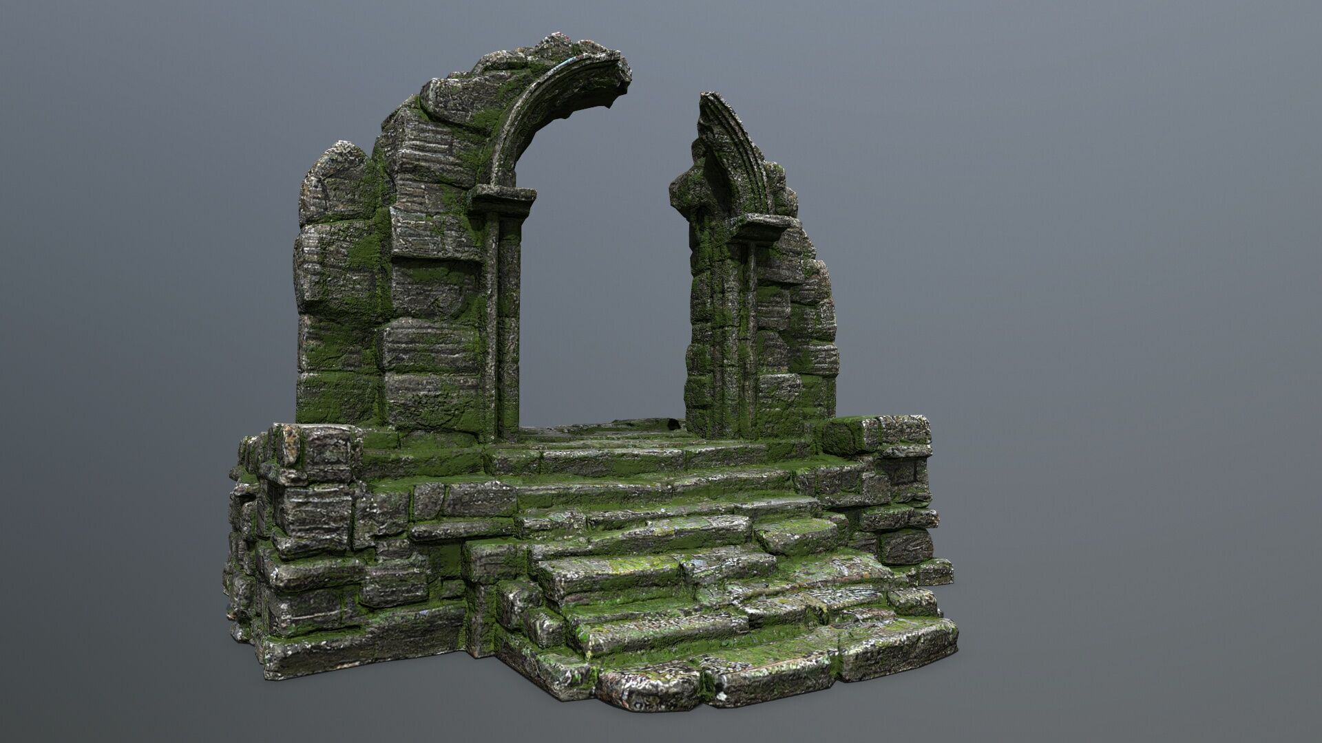 ruin gate Low-poly 3D model_2