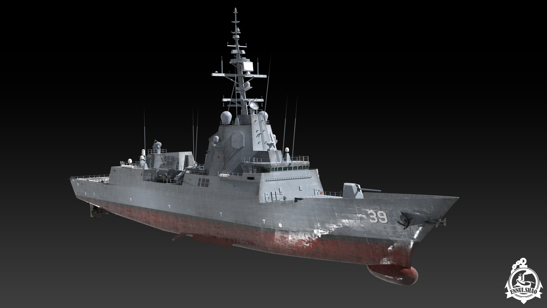 DDGH39 HMAS Hobart Low-poly 3D model_2