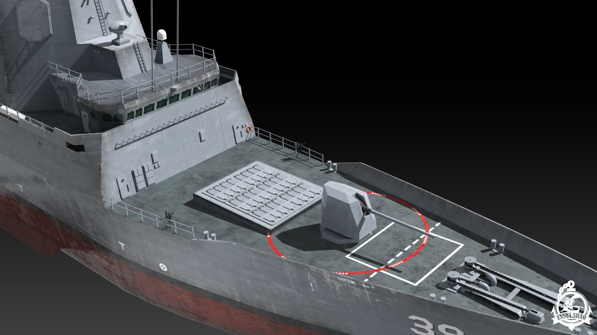 DDGH39 HMAS Hobart Low-poly 3D model_8