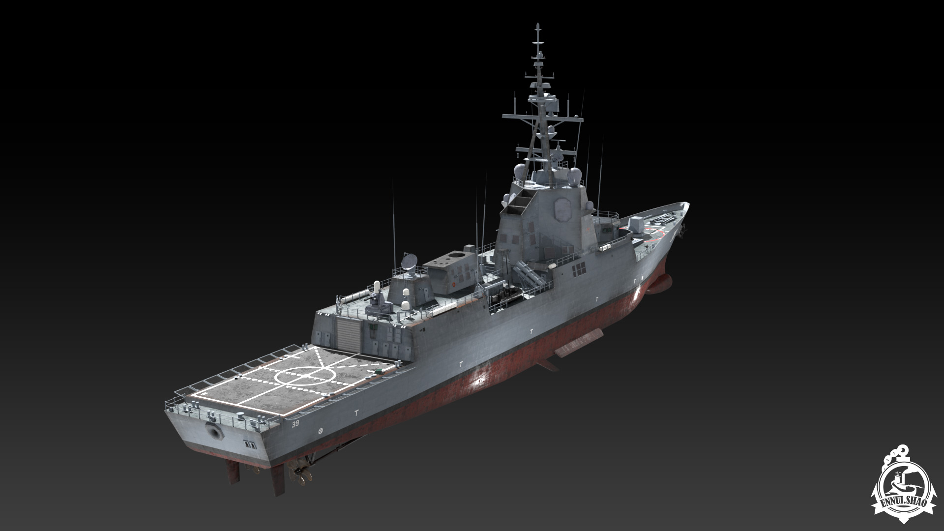 DDGH39 HMAS Hobart Low-poly 3D model_4