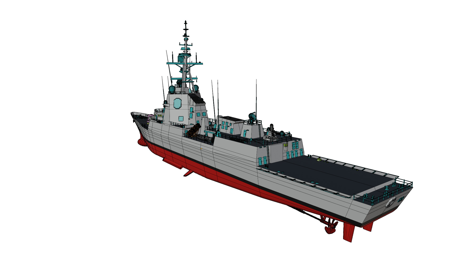 DDGH39 HMAS Hobart Low-poly 3D model_13