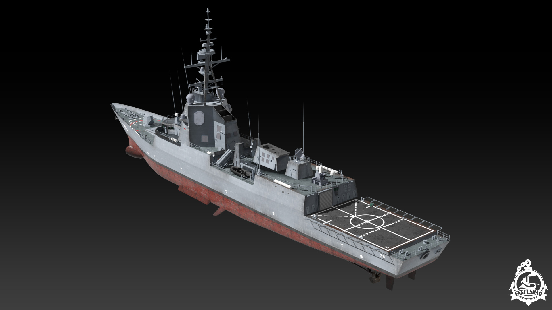 DDGH39 HMAS Hobart Low-poly 3D model_5